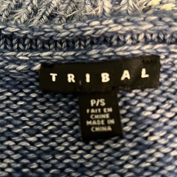 Tribal‎ Blue/White Cotton Blend Eyelash Sweater Size Small - Picture 10 of 11